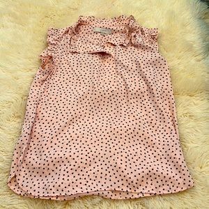 LOFT light pink ruffle button blouse